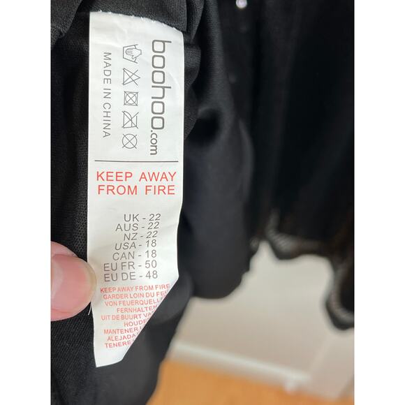 Boohoo Size 18 Sequin Kimono Sleeve Skater Dress Black Cocktail Party - Picture 7 of 14